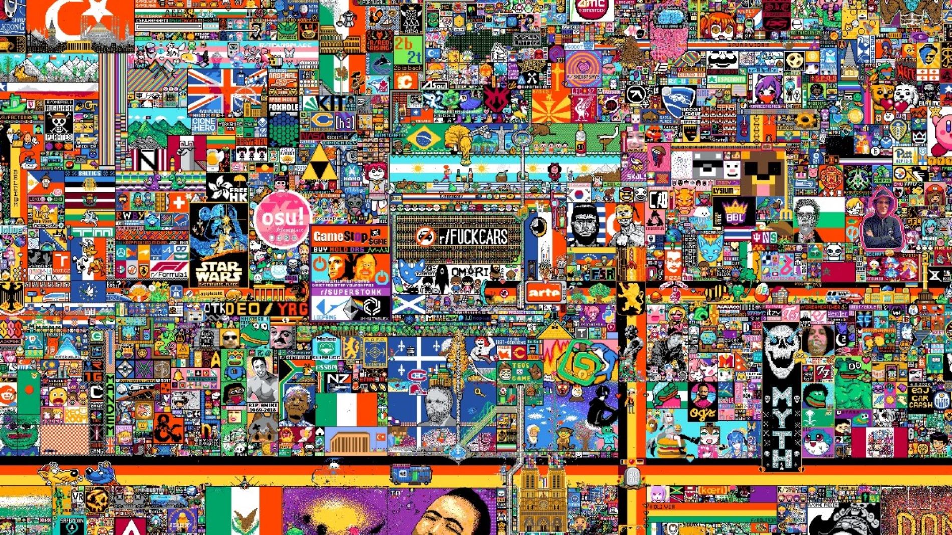 Reddit pone a todo Internet a colaborar en Place, su mural de arte comunitario